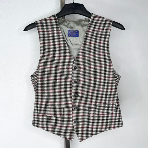 Vintage Pendleton Men’s Houndstooth Virgin Wool Button Vest Size 42 - Picture 1 of 10
